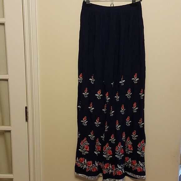 Floral embroidered linen pants sz. S - Picture 1 of 4